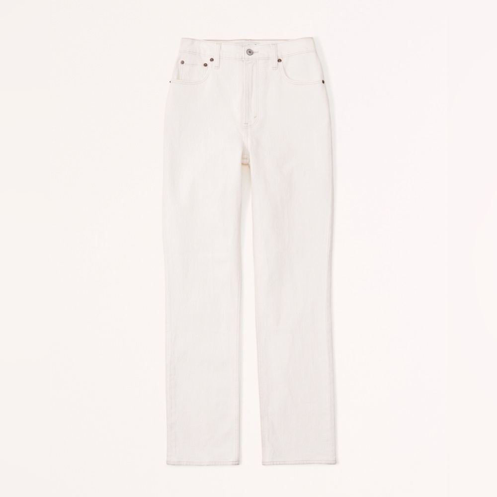 Curve Love Ultra High Rise 90s Straight Jean in Cream, Size 25